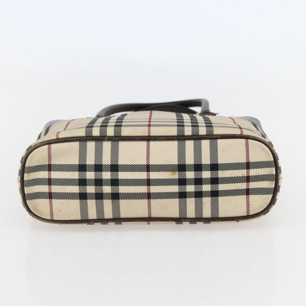 BURBERRY Nova Check Hand Bag Canvas Beige Gold Auth BA6325 - Picture 5 of 16